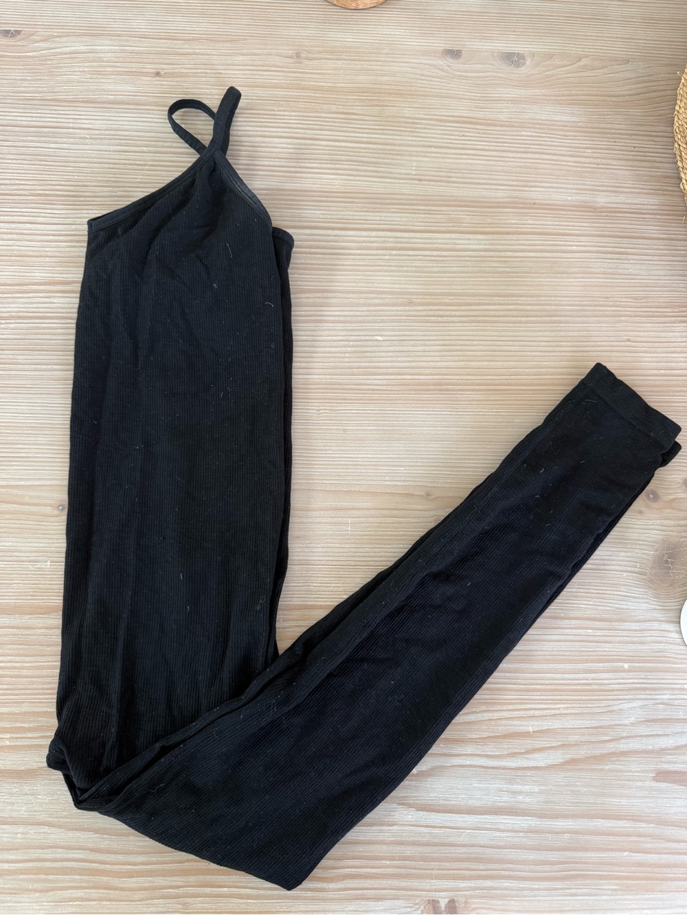 Hatch Black Ribbed One-Shoulder Jumpsuit